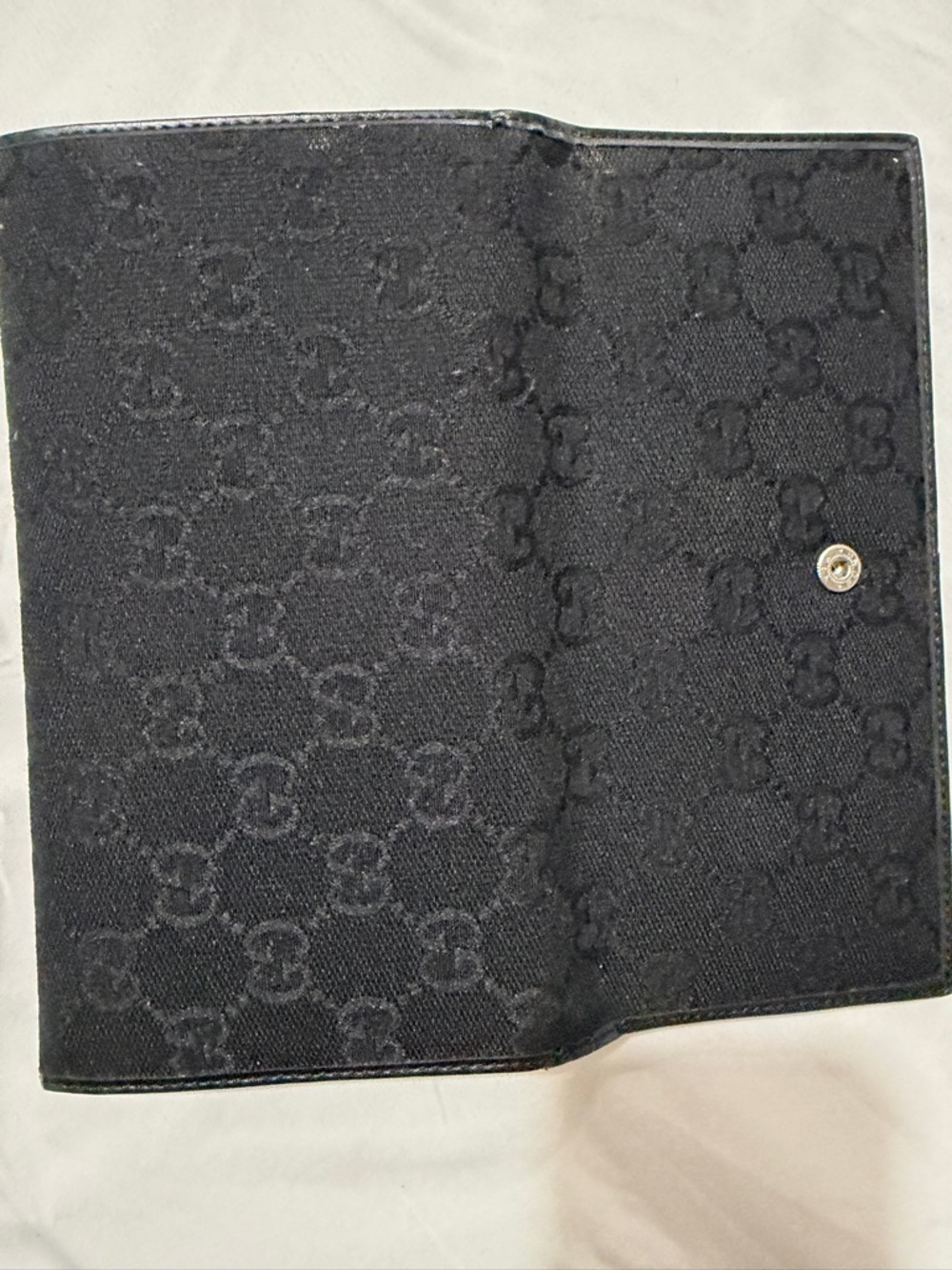 Gucci Black GG Monogram Long Continental Wallet with Silver Plate - Picture 4 of 5